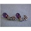 Image 2 : 14kw Gold Earrings with Diamonds and Amethyst
