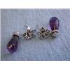Image 3 : 14kw Gold Earrings with Diamonds and Amethyst