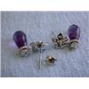 Image 4 : 14kw Gold Earrings with Diamonds and Amethyst