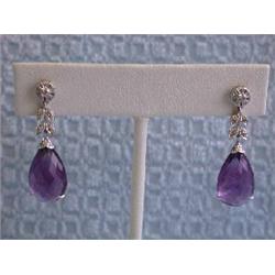 18k White Gold with Amethyst and Diamond Earrings