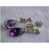 Image 4 : 18k White Gold with Amethyst and Diamond Earrings
