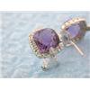 Image 2 : 18k White Gold Earrings with Diamonds and Amethyst