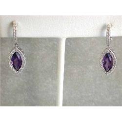 14k Gold Earrings with Diamonds and Amethyst