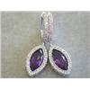 Image 2 : 14k Gold Earrings with Diamonds and Amethyst