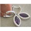 Image 3 : 14k Gold Earrings with Diamonds and Amethyst