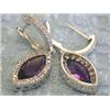 Image 4 : 14k Gold Earrings with Diamonds and Amethyst