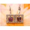 Image 2 : 14k Gold Earrings with Diamonds and Amethyst