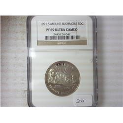 1991-S MT. RUSHMORE HALF DOLLAR NGC PF69 ULTRACAM