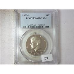 1977-S KENNEDY HALF DOLLAR PCGS PR69DCAM
