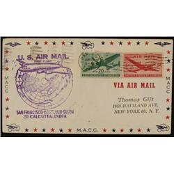 First Flight Air Mail Cover San Francisco- India 1947