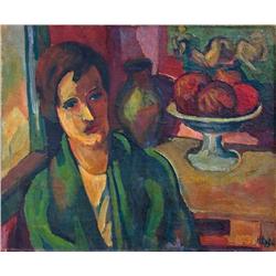 Woman with Fruit Bowl by Henri Epstein