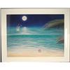 Image 1 : Dan Mackin Large Tropical Art Print Moonlit Palms Frmd