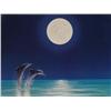 Image 2 : Dan Mackin Large Tropical Art Print Moonlit Palms Frmd