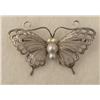 Image 1 : Sterling Silver Butterfly Baroque Pearl Pin Brooch