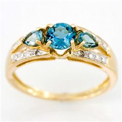 1.05ct Natural Green Topaz Diamond 9k Gold Ring (JEW-9347X)