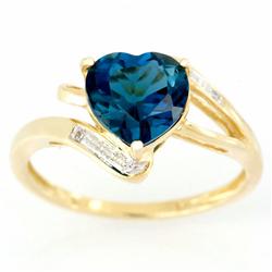 2.35ct Heart London Bl Topaz Diamond 9k Gold Ring (JEW-9450X)