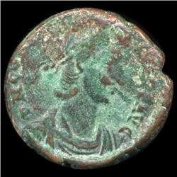 351AD Roman Constantius Horseman Better Grd Bronze (COI-5909)