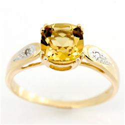 1.8ct Natrl Champagne Quartz Diamond 9k Gold Ring (JEW-9414X)