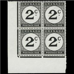 1952 Grenada 2p Postage Due Stamp Block PREMIUM (STM-0621)