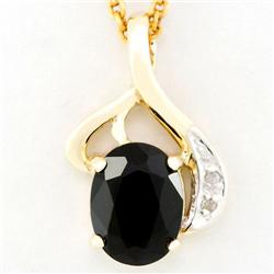 2.1ct Huge Black Sapphire Diamond Pendant 9k Gold (JEW-9257X)