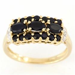 1.5ct Black Sapphire Genuine Diamond 9k Gold Ring (JEW-9386X)