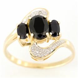 1.76ct Black Sapphire Diamond Ring 9k Yel Gold (JEW-9442X)