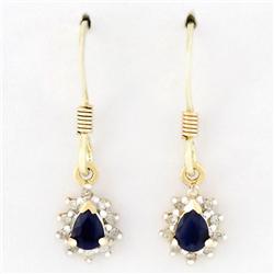 .44ct Bl Sapphire 20 Diamond 9k Gold Earrings (JEW-9250X)