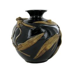 Handformed Bamboo on Ceramic Vase (DEC-316)