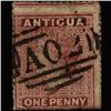 Image 1 : 1863 RARE British Antigua 1p Rose Used Stamp (STM-1325)