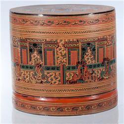Burmese Red Laquerware Food Container (CLB-037)