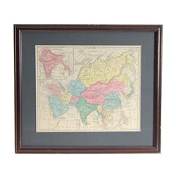 Antique Framed Color Map Of Asia  (ANT-022)