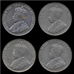 1933-36 Canada 5c Lot of 4 VF+ (COI-7948)