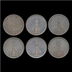 1935A Nazi Germany 5 Mark Hi Grade 6 Pcs (COI-8199)