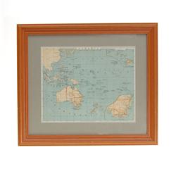 Antique Framed Color Map Of Oceania (ANT-025)