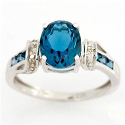 3.14ct London Bl Topaz Diamond 9k Wht Gold Ring (JEW-9326X)