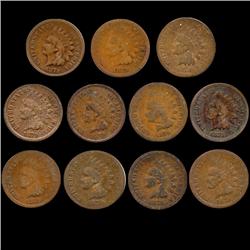 1879 Indian Cent Lot of 11 Circulated (COI-7484)