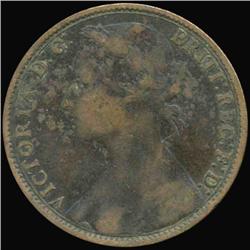 1879 British Victoria Penny XF/VF (COI-7229)