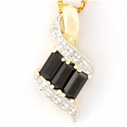 1.02ct Black Sapphire 12 Diamond 9k Gold Pendant (JEW-9307X)