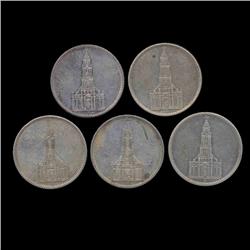1935A/E/F/G/J Nazi Germany 5 Mark Hi Grade 5 Pcs (COI-8198)