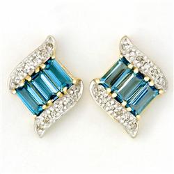 2.1ct London Bl Topaz 24 Diamond 9k Gold Earrings (JEW-9248X)