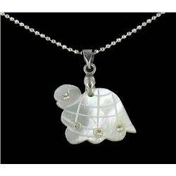 18k WG Plated Mother of Pearl Turtle Necklace (JEW-1972)