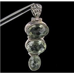 82ctw Green Amethyst Silver Pendant Appr Est $16k (JEW-2437)