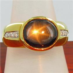 23k Gold Man Diamond Black Star Sapphire Ring 8gm (JEW-1428)