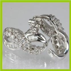 Genuine 0.52 ctw Baguette & Diamond Earring 18kt Gold-White