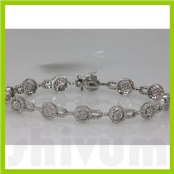 Genuine 3.15ctw Diamond Bracelet 14K White Gold 