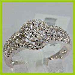 Genuine 0.76 ctw Diamond Ring 18kt Gold-White 