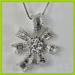 Genuine 1.66 ctw Flower Diamond Pendant 18kt Gold-White