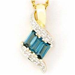 1.02ct London Bl Topaz 12 Diamond 9k Gold Pendant (JEW-9281X)