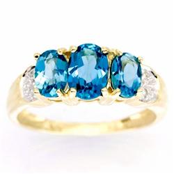 2.12ct London Bl Topaz Diamond 9k Gold Ring (JEW-9411X)