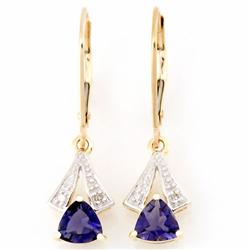 .94ct Natural Iolite Diamond 9k Gold Earrings (JEW-9189X)